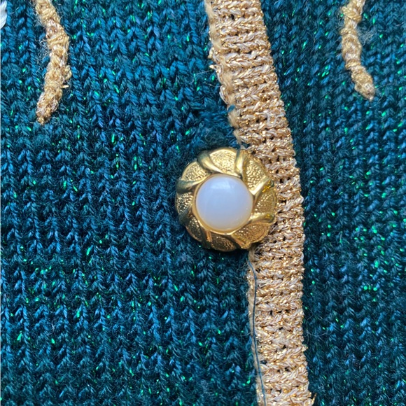 Jaclyn Smith Vintage button down festif cardigan without sleeve size L - Picture 8 of 15